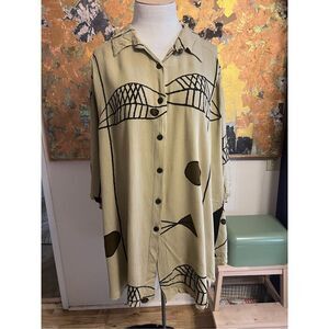 Vintage We Be Bop Rayon Short Sleeved Big Shirt Fish Print 4X
